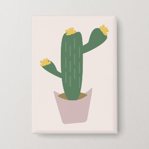 Hoge groene en gele woestijncactus button