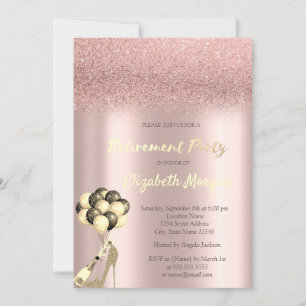 Hoge Hak Roze Goud Glitter Bokeh Pensioenfeestje Kaart