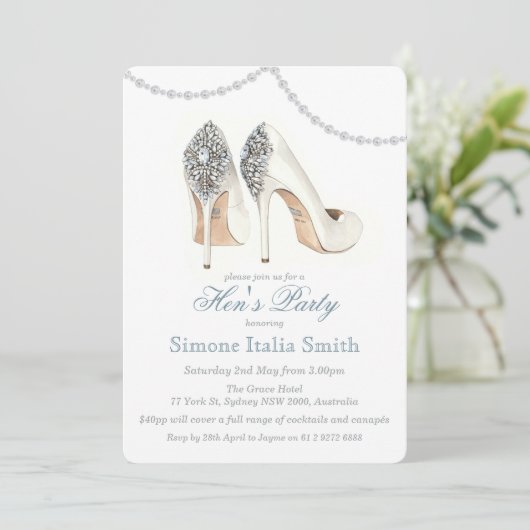 Hoge Hak Sandaal Couture Hen's Party Uitnodiging (Staand voorkant)