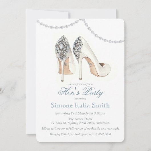 Hoge Hak Sandaal Couture Hen's Party Uitnodiging (Voorkant)