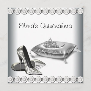 Hoge hak schoenen Princess Tiara White Quinceanera Kaart