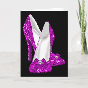 Hoge Hak Schoenen Stiletto Glitter Roze Kaart