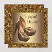 Hoge Hak Schoenen Vrouwen Goud 50ste Verjaardagsfe Kaart (Voorkant / Achterkant)