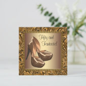 Hoge Hak Schoenen Vrouwen Goud 50ste Verjaardagsfe Kaart (Staand voorkant)