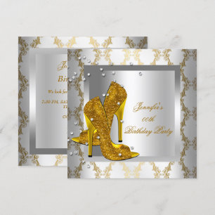 Hoge Hak Schoenen Zilver Goud Verjaardagsfeest Kaart