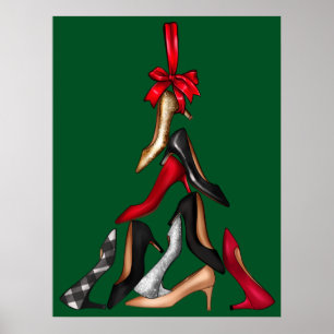 Hoge hakken kerstboom Poster