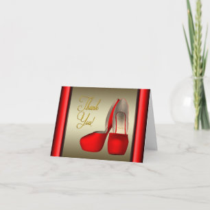 Hoge Hakken Schoenen Zwart Rood Goud Dank Je Bedankkaart
