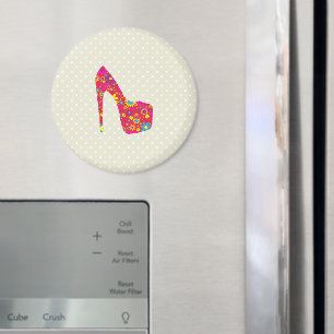 Hoge hakken, Stiletto, pompen, bloemen, rode schoe Magneet