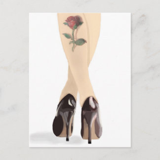 hoge hakken tattoo roos briefkaart