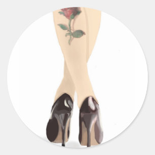 hoge hakken tattoo roos ronde sticker