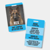 Hoge Impact Blauwe Detectiehond Foto ID Badge (Voor- en achterkant)