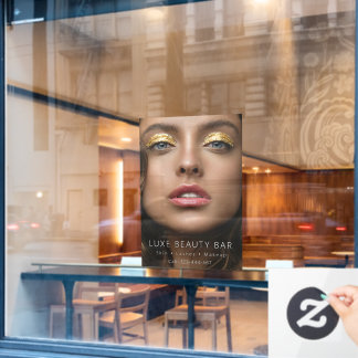 Hoge kwaliteit schoonheidstudio poster goud make-u raamsticker