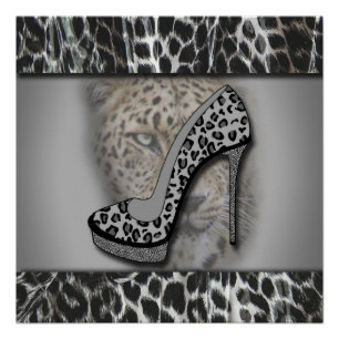 Hoge leopard-afdruklep met luipaard perfect poster