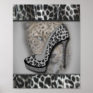 Hoge leopard-afdruklep met luipaard poster