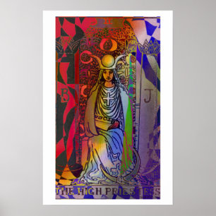 Hoge Priestess Tarot Kaart Psychedelic Poster