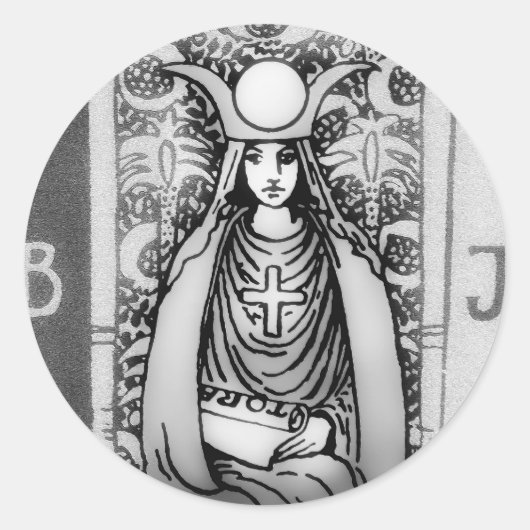 Hoge Priestess Tarot Ronde Sticker (Voorkant)
