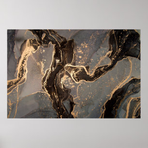 Hoge resolutie. Luxe abstracte vloeistofschilderin Poster