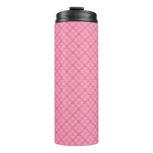 Hoge roze thermoskan met een diamantpatroon thermosbeker