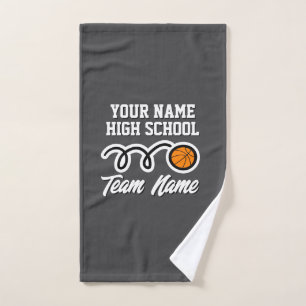 Hoge school basketbalteam met eigen kleur handdoek