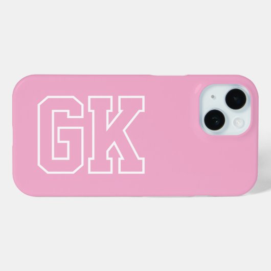 Hoge school Roze Witte Varsity Monogram Eerste let Case-Mate iPhone Case (Achterkant (horizontaal))