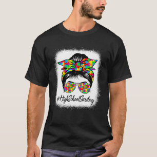 Hoge school secretaresse rommelige knot vrouwen au t-shirt