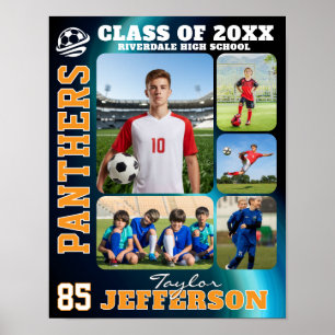 Hoge school voetbalteam sport foto collage poster