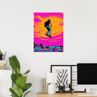 Hoge scooterrijder - stunt scooter poster