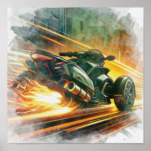 Hoge-snelheid Can-Am-motorfietsachtervolging in ne Poster
