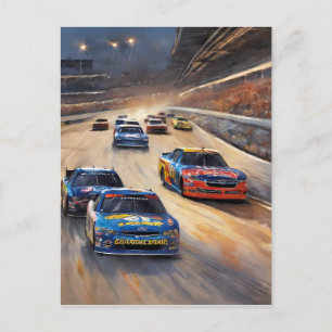 Hoge snelheid kleurrijke Twilight Racing Scene Briefkaart