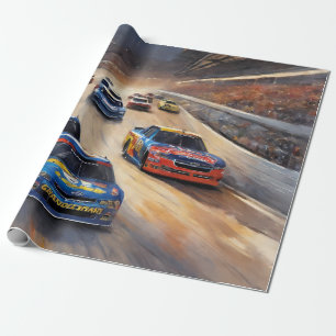 Hoge snelheid kleurrijke Twilight Racing Scene Cadeaupapier