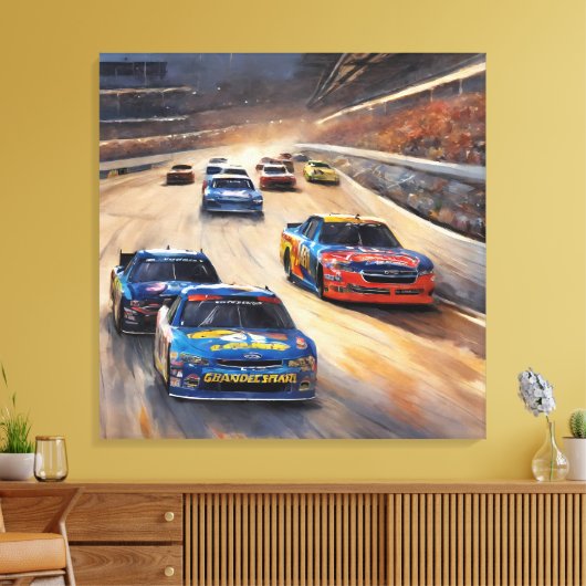 Hoge snelheid kleurrijke Twilight Racing Scene Canvas Afdruk (Insitu (Woonkamer))