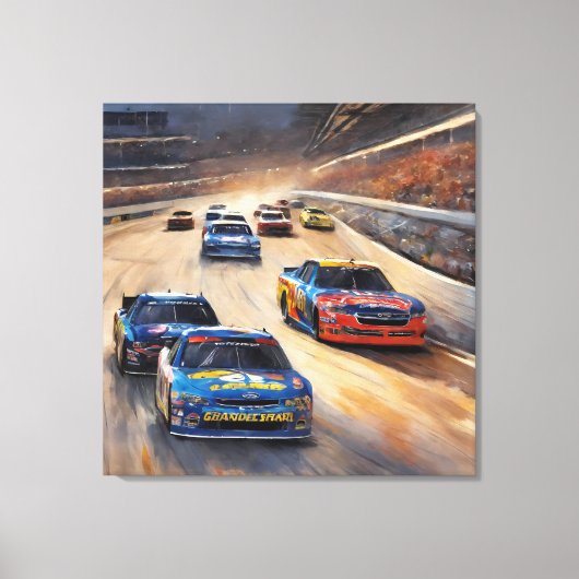 Hoge snelheid kleurrijke Twilight Racing Scene Canvas Afdruk (Voorkant)