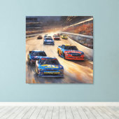 Hoge snelheid kleurrijke Twilight Racing Scene Canvas Afdruk (Insitu (Houten vloer))