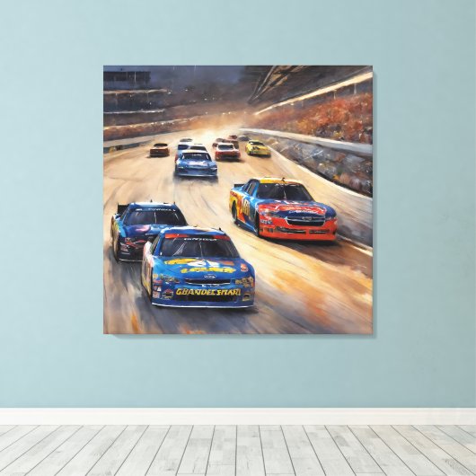Hoge snelheid kleurrijke Twilight Racing Scene Canvas Afdruk (Insitu (Houten vloer))