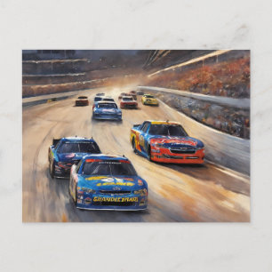 Hoge snelheid kleurrijke Twilight Racing Scene Feestdagenkaart