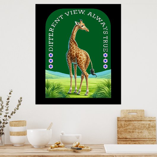 hoge staande giraffe poster (Keuken)