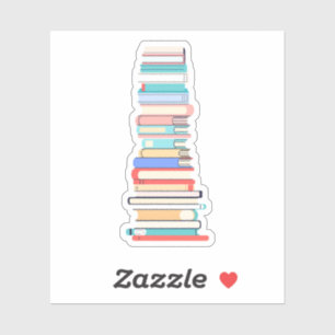 Hoge stapel boeken sticker
