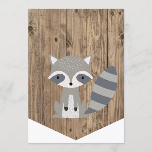 Hoge Stoel 1e Verjaardag Banner Woodland Raccoon Kaart