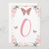 Hoge Stoel Roze Vlinder 1e Verjaardag Brief Kaart (Voorkant / Achterkant)