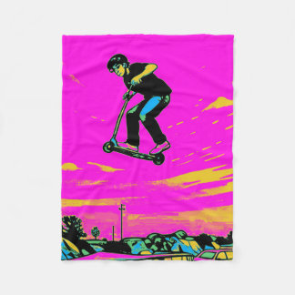 Hoge stunt met de scooter - Scooterrijder Fleece Deken