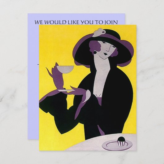 HOGE TEA BIRTHDAY PARTIJ INVITATIE ~ EZ2 AANGEPAST KAART (Voorkant / Achterkant)