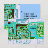 Hoge technologie bruiloft RSVP kaart (Voorkant / Achterkant)
