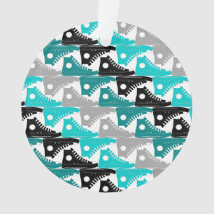 Hoge Topjes Blauwgroen-n-zwarte schoenen Ornament