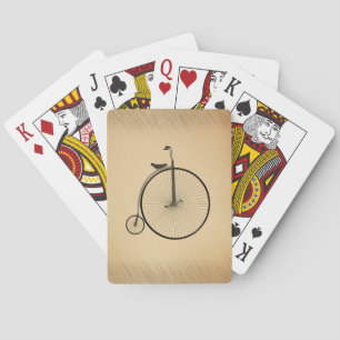 Hoge wiel antieke fiets roestig pokerkaarten