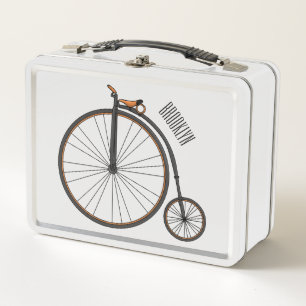 Hoge wiel fiets cartoon illustratie 