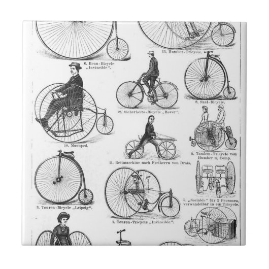 Hoge Wielerfiets Penny Farthing Tegeltje (Voorkant)