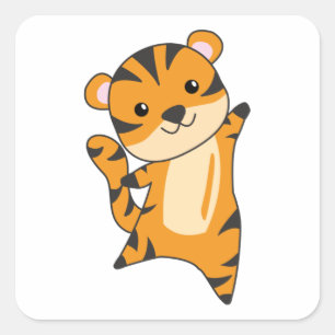 Hoger grote katteverkuildieren voor kinderen vierkante sticker