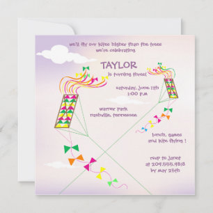 Hoger - Kites-verjaardagsuitnodigingen - 6 Kaart