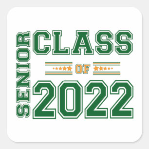 Hogere klasse van 2022 Groen en Sinaasappel Vierkante Sticker