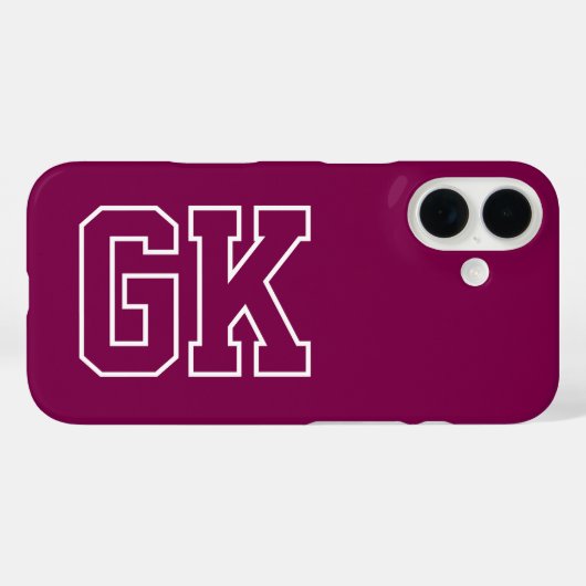 Hogeschool Wijn Geel Varsity Monogram Eerste Lette Case-Mate iPhone Case (Achterkant (horizontaal))